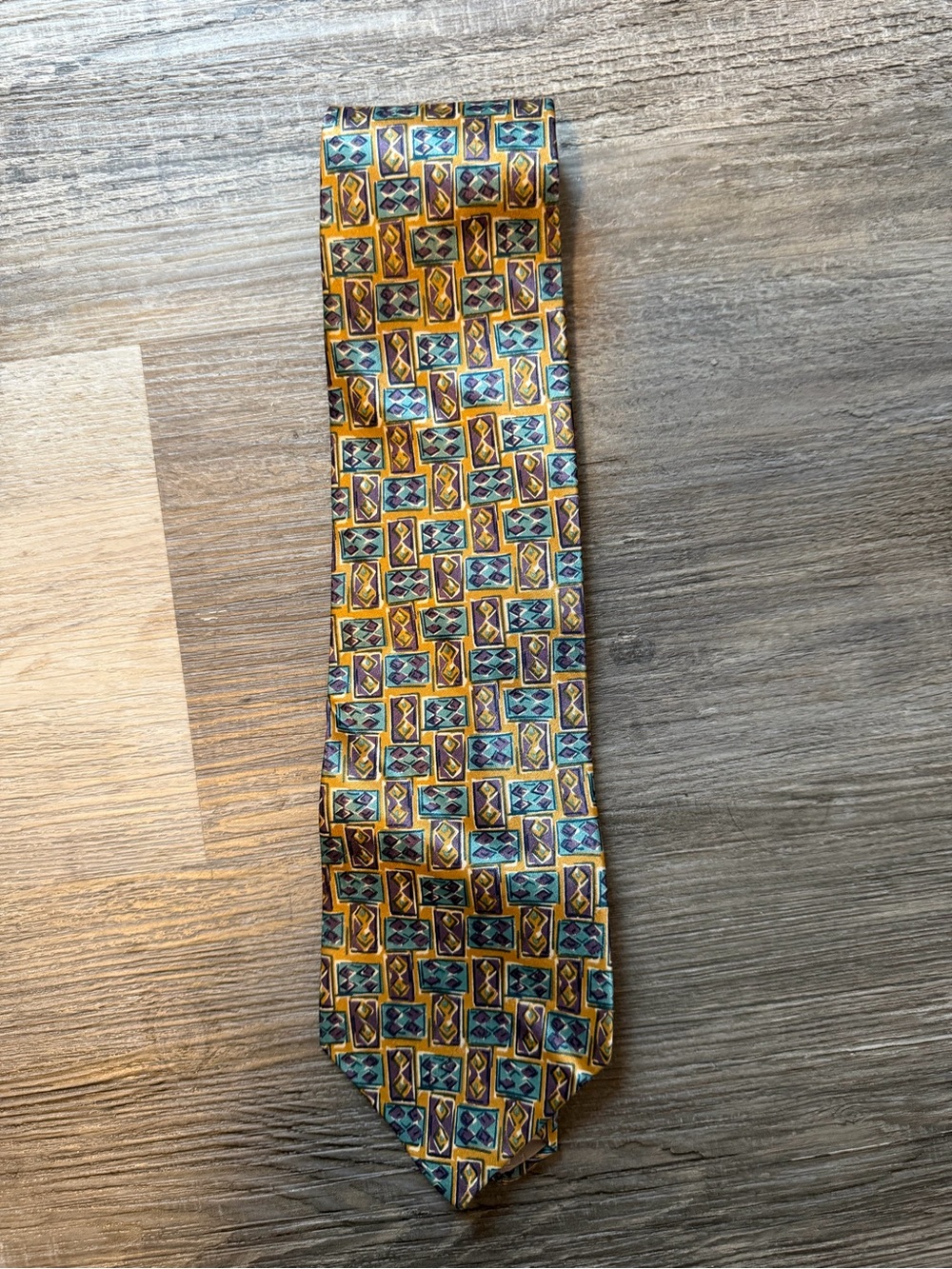 Vintage Christian Dior Monsieur Silk Tie 80s 90s Geometric Made USA Italian Fabr